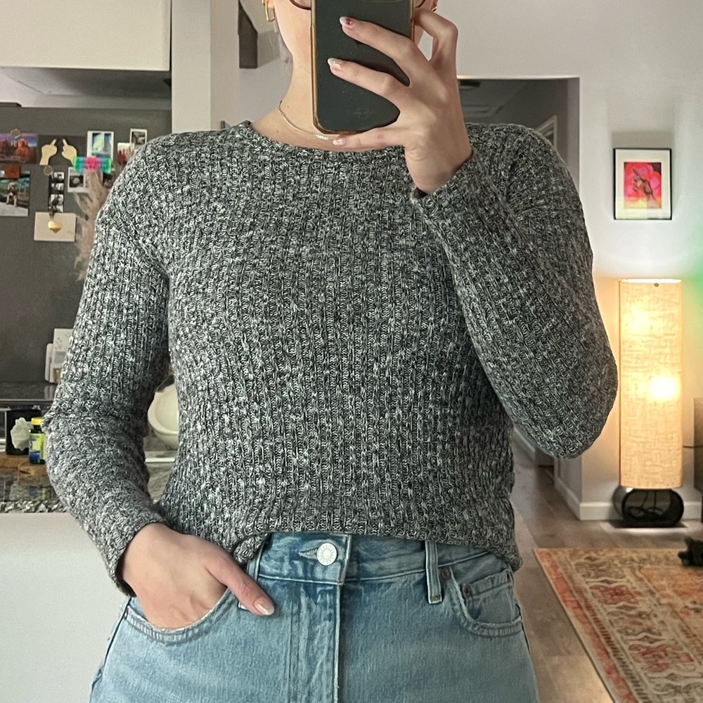 Charcoal Open Back Sweater